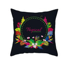 Flamingo Flower Rainforest Cushion Cover with Tropical Plant Animal Pattern by Ljojo
