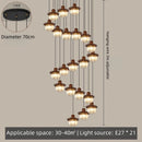 French Retro Staircase Chandelier Solid Wood and Glass for Luxe Staircase Decor by Ljojo