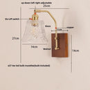 Ljojo LED Glass & Wood Wall Lamp for Living Room Bedroom, Pull Chain Switch