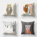 Ljojo Minimalist Spring Tree Landscape Pillow Cover - Bear Penguin Cartoon Animal Pillowcase
