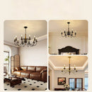 American Retro Candle Chandelier Living Room Solid Wood Iorn Pendant Light by Ljojo