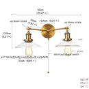 Ljojo 2-Light LED Wall Sconce with Pull Chain Switch for Coffee Bar, Bedroom, Bathroom