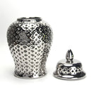 Ljojo™ Silvery Ceramic Hollow Out Storage Jar - Room Decor Bud Vase