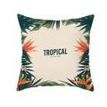 Flamingo Flower Rainforest Cushion Cover with Tropical Plant Animal Pattern by Ljojo
