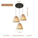 Ljojo Japanese Retro Linen Cloth Pendant Lamp Wave Chandelier Lighting E27 Home Decor Fixture