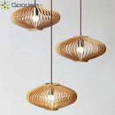 Japanese Retro Pendant Light Wooden Art Birdcage Hand-woven Chandeliers for Home Decor by Ljojo