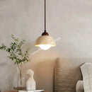 Yellow Travertine Pendant Light Stone Wood Hanging Light for Kitchen Island by Ljojo