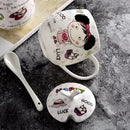 Ljojo 410ml Bone  Boy Girl Cartoon Tumbler with Lid and Spoon