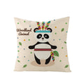 Ljojo Lovely Animals Linen Cushion Cover - Cute Bear Fox Deer Print