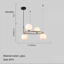 Black Gold Ring Chandelier with Milk White Glass Balls Stylish LED Hanging Light
