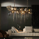 Ljojo Luxury Villa Glass Shades LED G9 Chandelier Living Room Stairs Art Metal Chandelier
