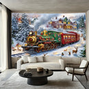 Christmas Train Tapestry Background Cloth for Parties & Photography by Ljojo Home & Outdoor