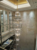 Ljojo Luxury Crystal Chandelier for Villa Living Room and Spiral Staircase