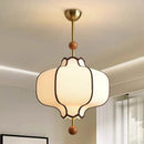 Japan Retro Fabric Pendant Light Chandelier Wooden Ball LED Mood for Living Room by Ljojo