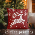 Christmas Red Deer & Merry Words Pattern Pillow Cover by Ljojo for Sofa Bedroom Car