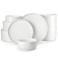 Ljojo 12/16/18/24 Piece Black Rim Dinnerware Sets with Standing Edge