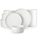 Ljojo 12/16/18/24 Piece Black Rim Dinnerware Sets with Standing Edge