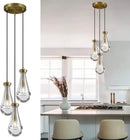 Ljojo Luxury Crystal Raindrop Pendant Light Kitchen Island Brushed Nickel Lighting