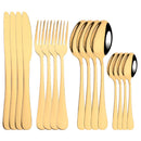 Ljojo 16-Piece Pink Gold Stainless Steel Cutlery Set - Dinnerware Flatware Tableware Kit