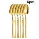 Ljojo 30-Piece Stainless Steel Tableware Set with Golden Waist Design