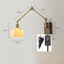 Ljojo Long Arm LED Wall Light with Pull Chain Switch & Walnut Canopy