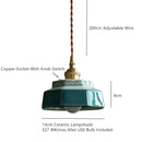 Vintage LED Ceiling Chandelier Ceramic Copper Pendant Light Fixture for Bedroom - Ljojo