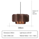 Ljojo Japanese Rattan Fabric Chandelier LED Pendant Light Retro Art Indoor Home Decor