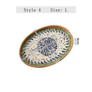 Ljojo Light Luxury Shell Inlaid Rattan Storage Basket Tray