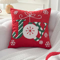 Embroidery Christmas Throw Pillowcase Elk Red Decoration Square Pillowcases by Ljojo