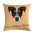 Cartoon Dog Cushion Cover by Ljojo - Linen Pet Pillow for Home Office Sofa Decor