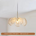 French Fabric Flower Pendant Light Creamy LED Chandelier for Hotel Bedroom Living Room by Ljojo