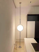 LED Floor Lamp Chrome Metal White Acrylic Ball Standing Light Living Room Home Decoration by Ljojo