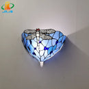 12 Inch Tiffany Dragonfly Glass Wall Lamp for Living Room - Mediterranean Style Wall Lighting by Ljojo