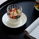 Ljojo 300ML Ins Iced Milk Glass Cups, Ribbed Drinking Glasses for Cocktail Beer Juice