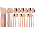 Gold Stainless Steel Cutlery Set by Ljojo - 24Pcs Western Tableware Flatware