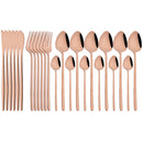 Gold Stainless Steel Cutlery Set by Ljojo - 24Pcs Western Tableware Flatware