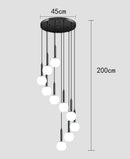 Ljojo LED Ring Stairs Pendant Light Chandelier for Living Room Dining Room Lighting