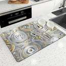 Ljojo Metallic Pattern Coffee Mat: Quick Kitchen Drying Mat for Draining Dishes & Utensils