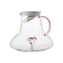 Ljojo 3D Pink Winged Heart Glass Carafe - Lovely Water Jug for Lovers