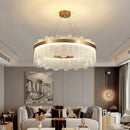 Ljojo Luxury Crystal Glass Chandelier Modern Gold Ring Pendant Lamps for Hotel Lobby Villa