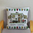 Happy Campers Owl Motorhome Print Pillow Case by Ljojo