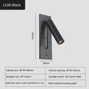 Ljojo LED Wall Light with Switch and USB Charging - Bedroom Reading Lamp
