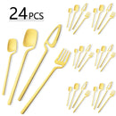 Ljojo 24-Piece Stainless Steel Cutlery Set in Matte Black Finish