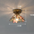 French Medieval Flower Glass Wall Lamp Wooden Retro Fixture by Ljojo
