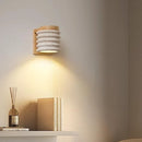 Ljojo LED Pull Chain Wall Light in Yellow Travertine Wood Finish