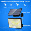 Ljojo 268/144LED Solar Security Wall Light with Remote Motion Sensor - Waterproof Garden Street Lamp