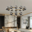 Nordic Ring Chandelier Smoky Gray Bubble Ball Lamp for Living Room by Ljojo