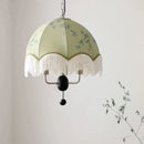 Medieval Style Green Fabric Tassel Pendant Light Chandelier for Bedroom and Dining Room by Ljojo