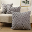 Ljojo Luxe Grey Faux Fur Plush Throw Pillow Cover for Stylish Home Decor