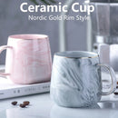 Ljojo Marble Pattern Gold Rim Coffee Mug Nordic Design Heat Insulation Cup
